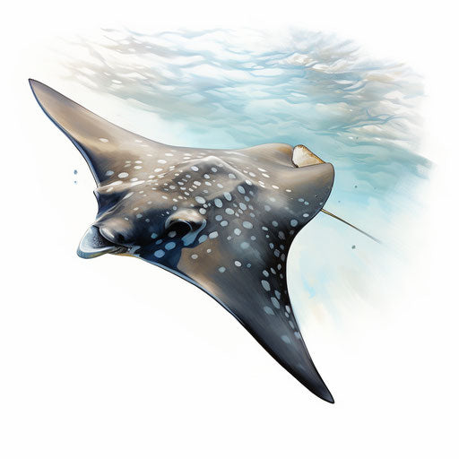Stingray clipart in the style of Oil painting, on a white background