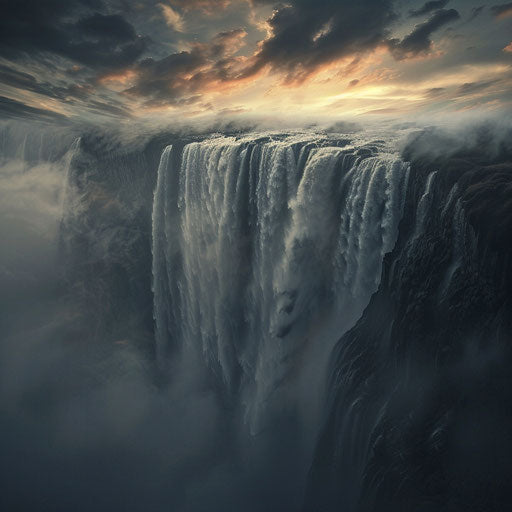 Victoria Falls with moody atmosphere and powerful flow