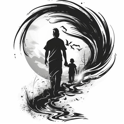 Father and Son Tattoo Design Stencil Files