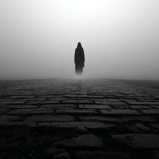 Mysterious path with an enigmatic figure in the shadows