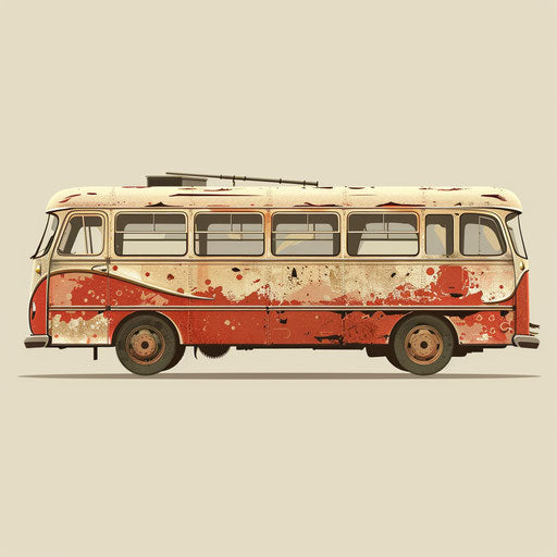 Photo-realistic bus clip art on flat beige background