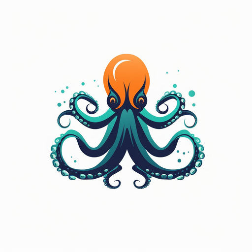 Octopus logo template on white background, dark sky-blue style