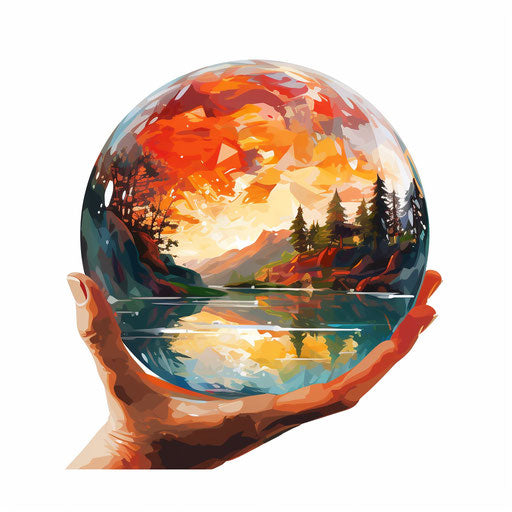 Crystal ball clipart in the style of Oil painting