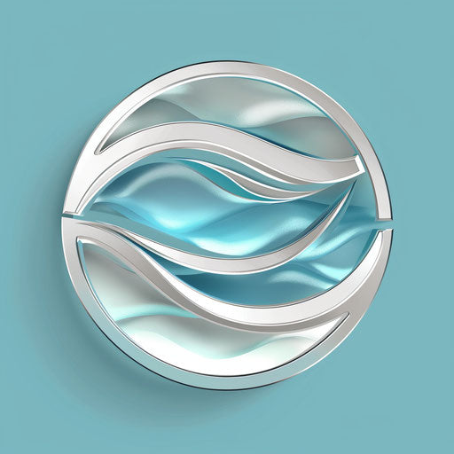 Water logo in cyan and silver with a fresh background