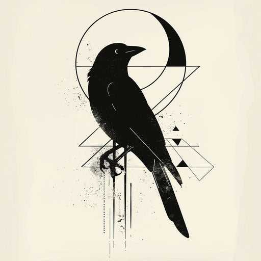 Simplistic magpie silhouette with geometric elements