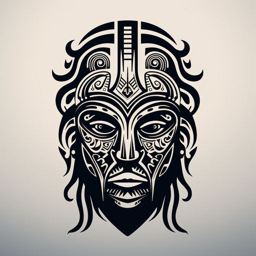 Tribal head portrait, bugcore style, clean designs, calligraphic