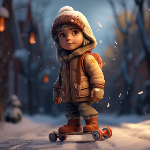 Small character with a skateboard