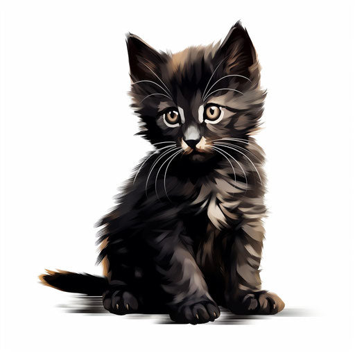 Kitten artwork inspired by Chiaroscuro Art, on a white backdrop