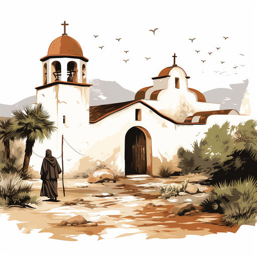 Mission drawing in the style of Oil painting