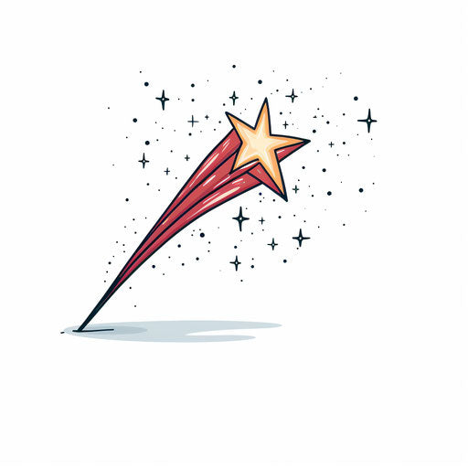 Shooting star clipart in Minimalist style, on white background