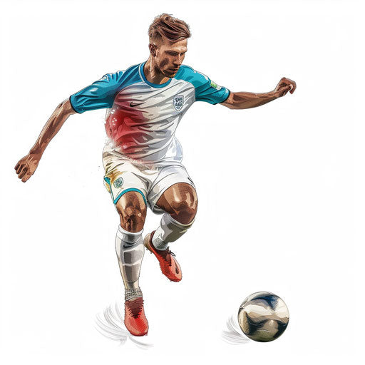Soccer player clipart in realistic style on white background