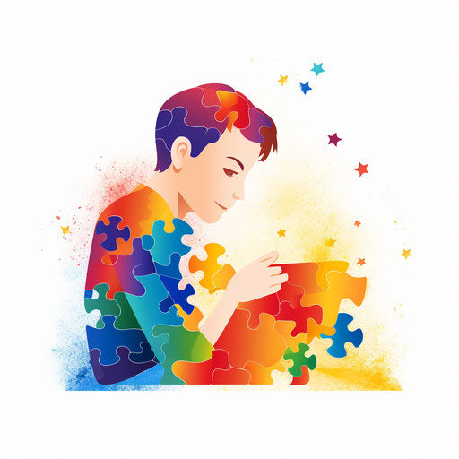 Minimalist autism illustration on white background