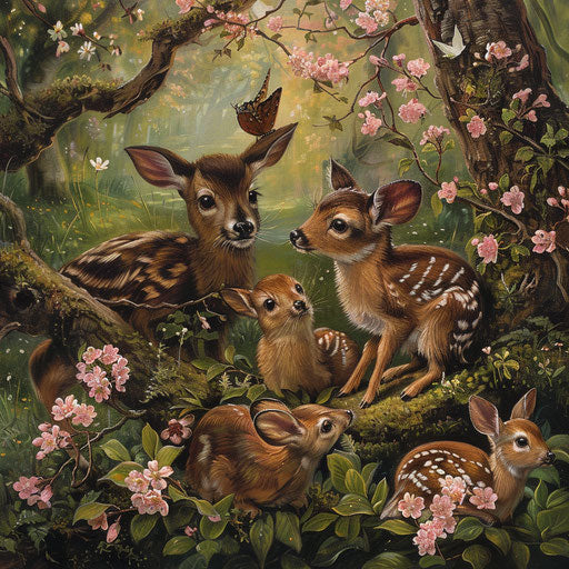 Animals interacting in their natural habitat during the spring bloom