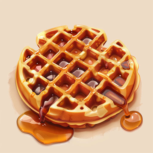 Waffle clipart in photo realistic style with a flat brandomlue background, soft focus and light texture
