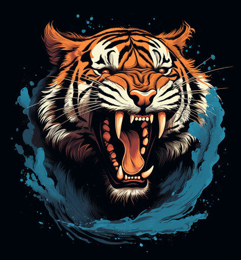Vector design of a tiger with open mouth