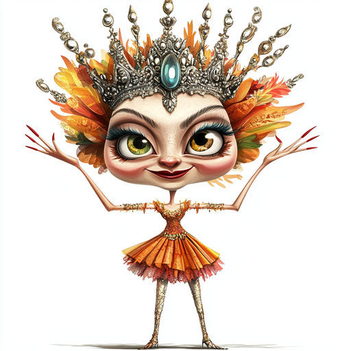 Humorous caricature of a tiara with human characteristics