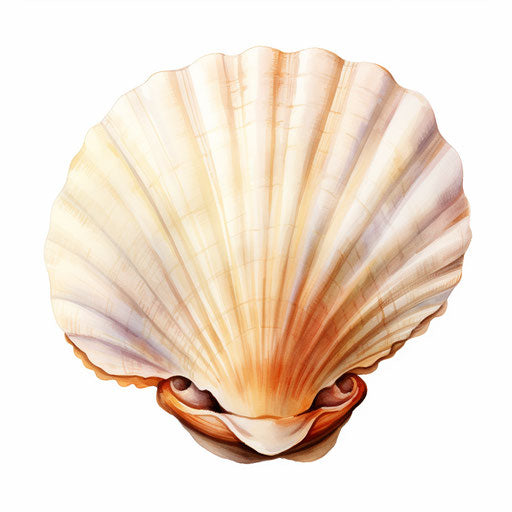 Seashell clipart in the style of Oil painting, on a white background