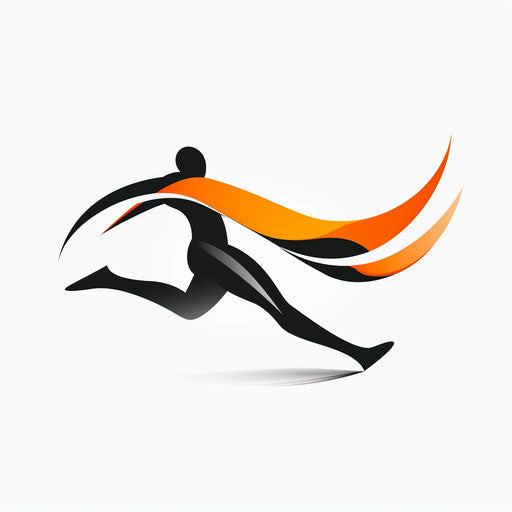 Sports news logo with dynamic abstract figure in motion
