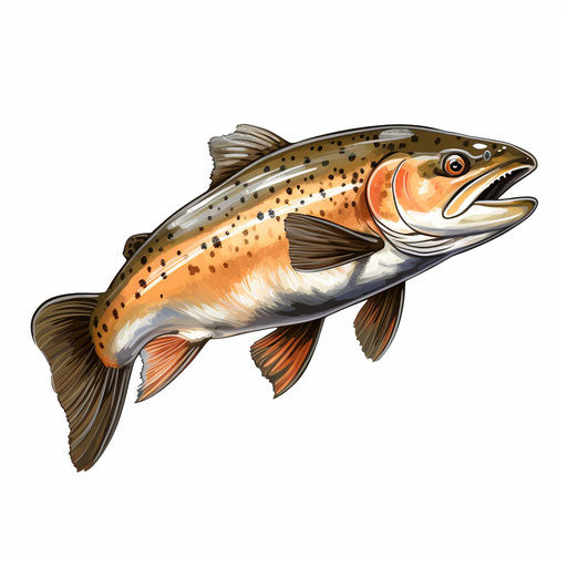 Trout clipart in the style of Oil painting, on a white background