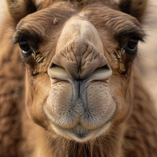 Close-up of a camel's face with long eyelashes