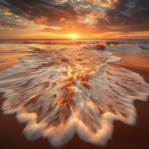 Vibrant sunrise at a sandy beach