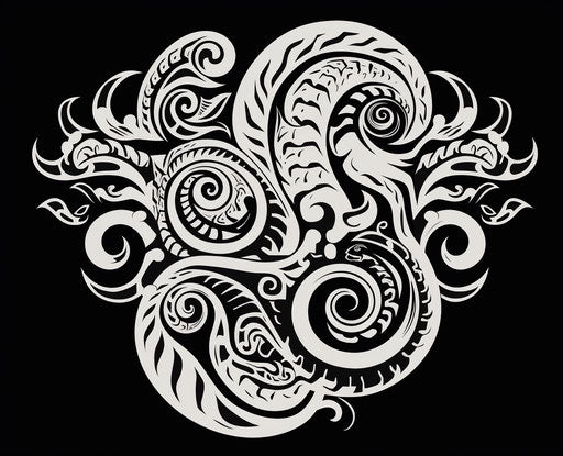 Maori tattoo, tribal symbols in black and white