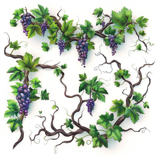 Realistic vine clipart on flat white background