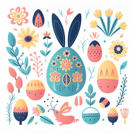 Easter clip art in the minimalist style, on a white background