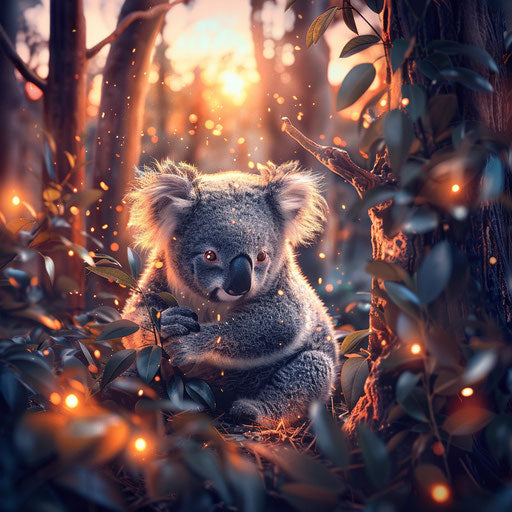 Koala in magical forest