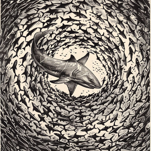 Shark Surrounded by School of Baitfish