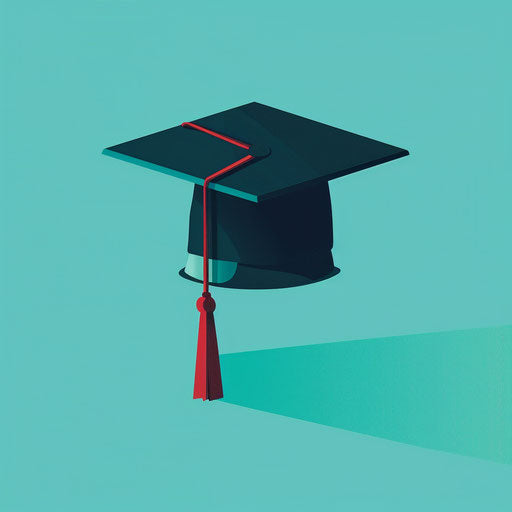 Realistic graduation clipart on flat turquoise background