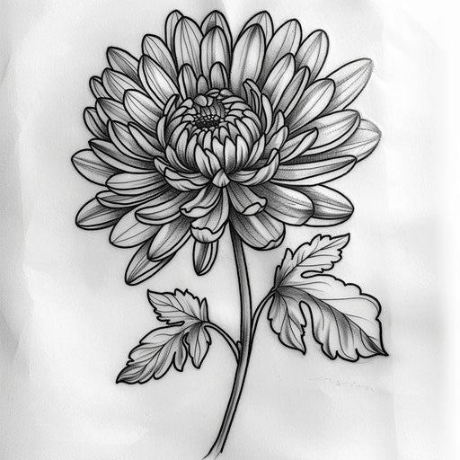 Black chrysanthemum tattoo design, November birth flower