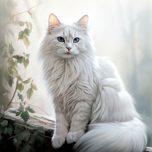 Drawing of a white Siberian cat