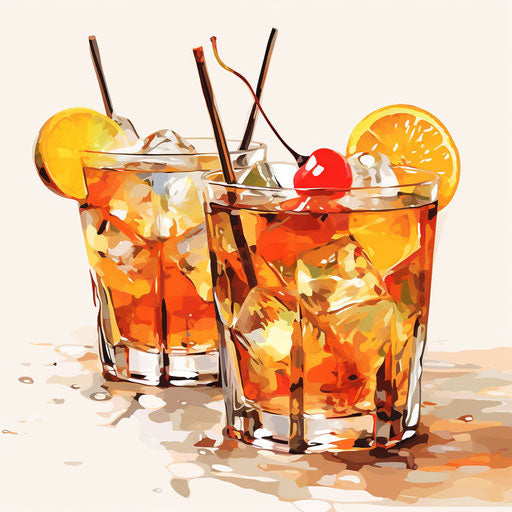 Painted cocktail illustration on white background