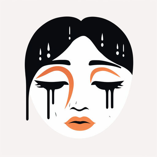 Minimalist depiction of tears on white backdrop
