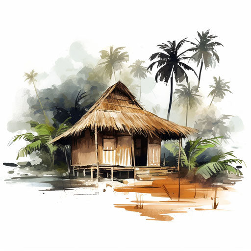 House clipart in the style of Impressionistic Art