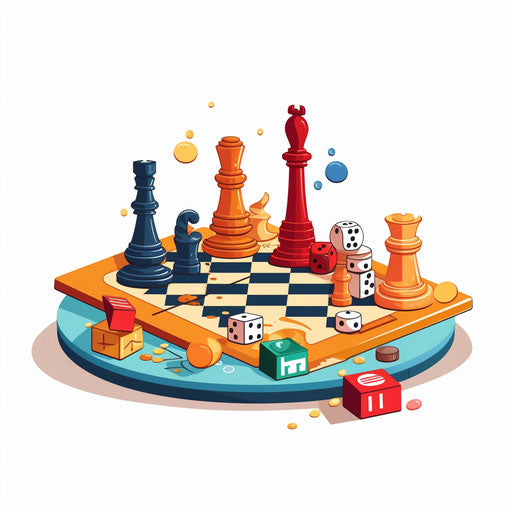 Board games clipart in Minimalist style, on white background