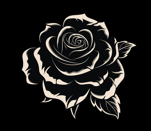 Black rose tattoo, punk rock style, double tone effect