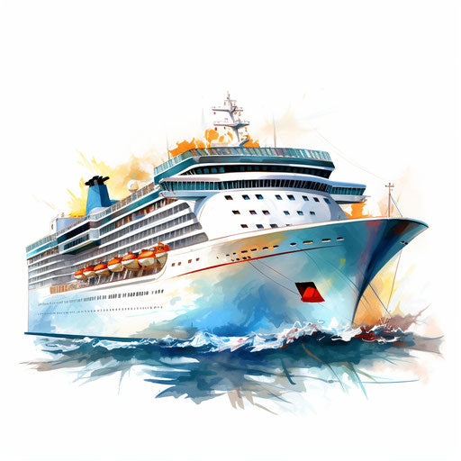 Cruise ship in Oil painting style