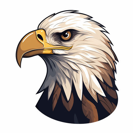 Minimalist style bald eagle clipart on white background