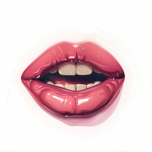 Realistic cartoon mouth on flat white background