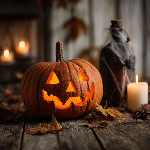 Eerie Halloween Pumpkin with Autumn Decor