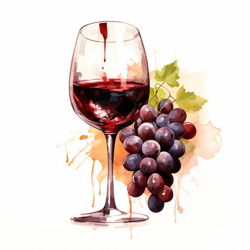 Wine clipart in the style of Chiaroscuro Art, on a white background