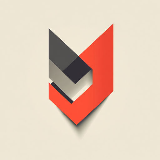 Modern logo with stylized chevron and cut-out detail