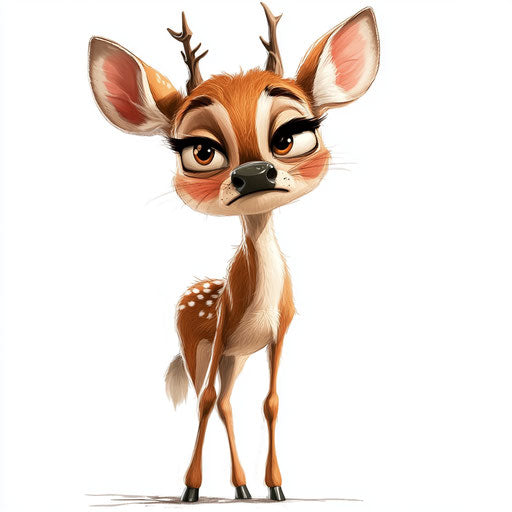 Humorous caricature of a deer with human characteristics