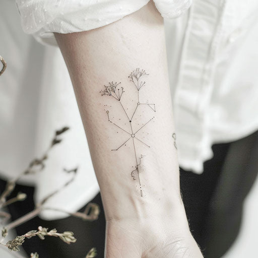 Elegant and simple representation of the Virgo constellation as a tattoo