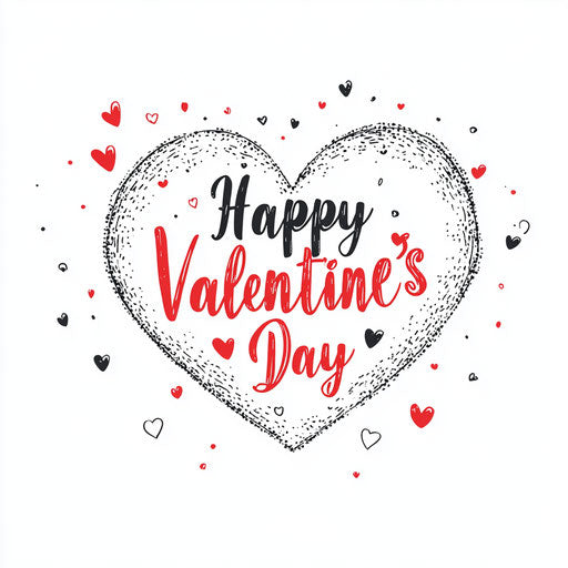 Happy Valentine's Day with hearts on white background