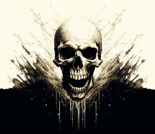 Skull and ghost tattoo in screamer style