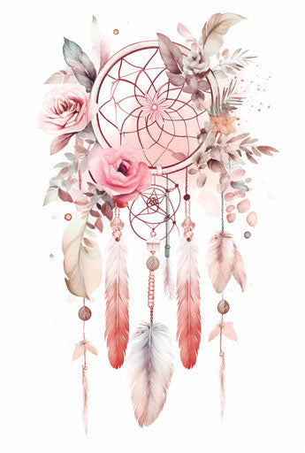Dream catcher with flowers and arrows, unexpected fabric style