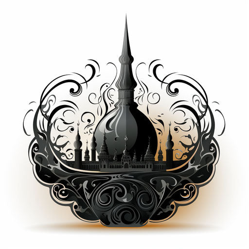 Islamic clipart in the style of Chiaroscuro Art, on white background